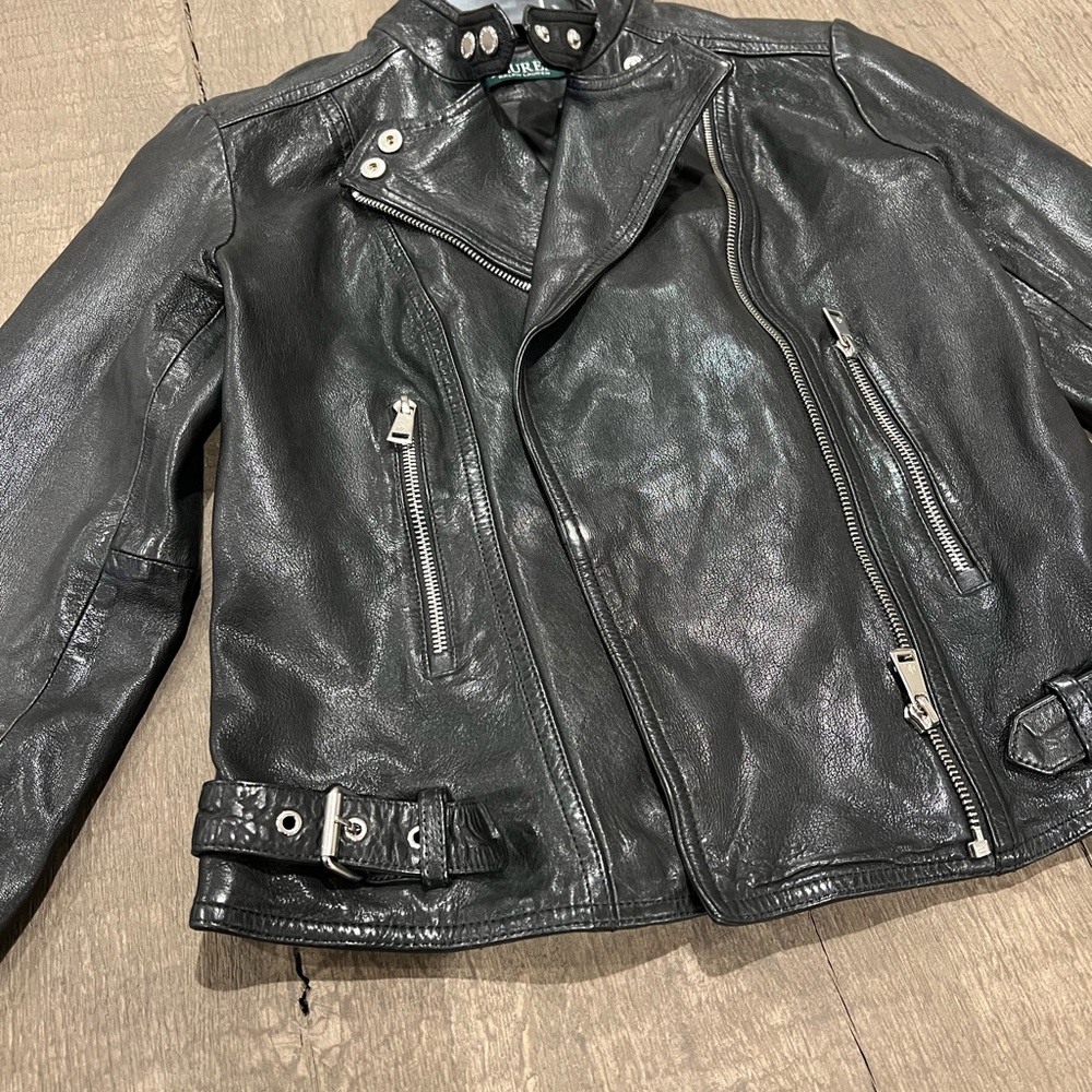 Lauren Ralph Lauren Black Leather Jacket - Picture 3 of 5